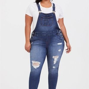 Torrid OVERALLS Jeans Distress Straight Leg 10/12